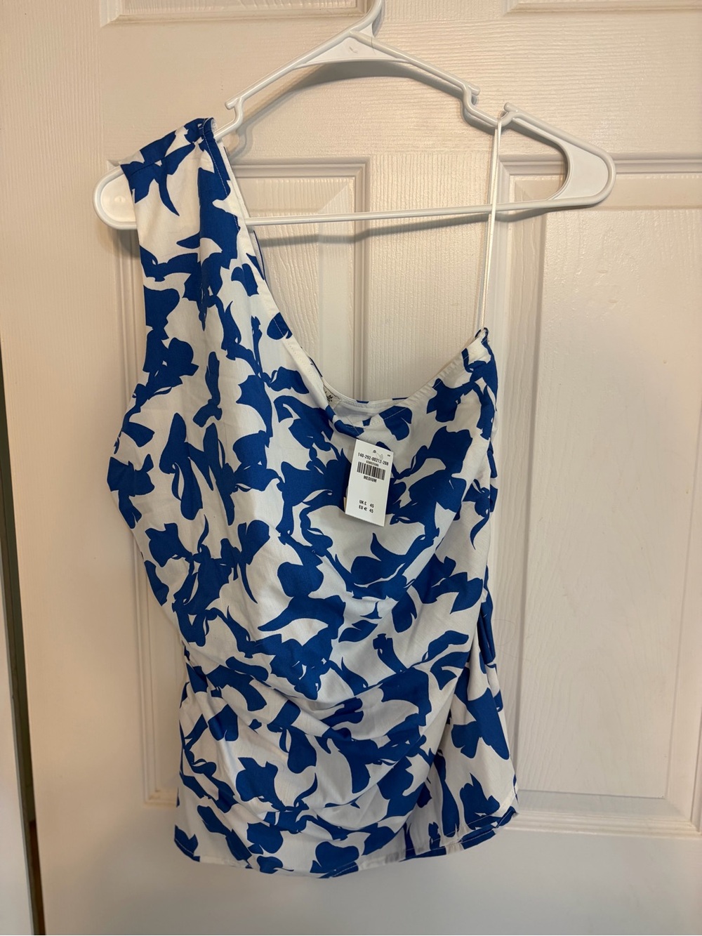 NWT Abercrombie & Fitch Blue and White Floral One-Shoulder Camisole